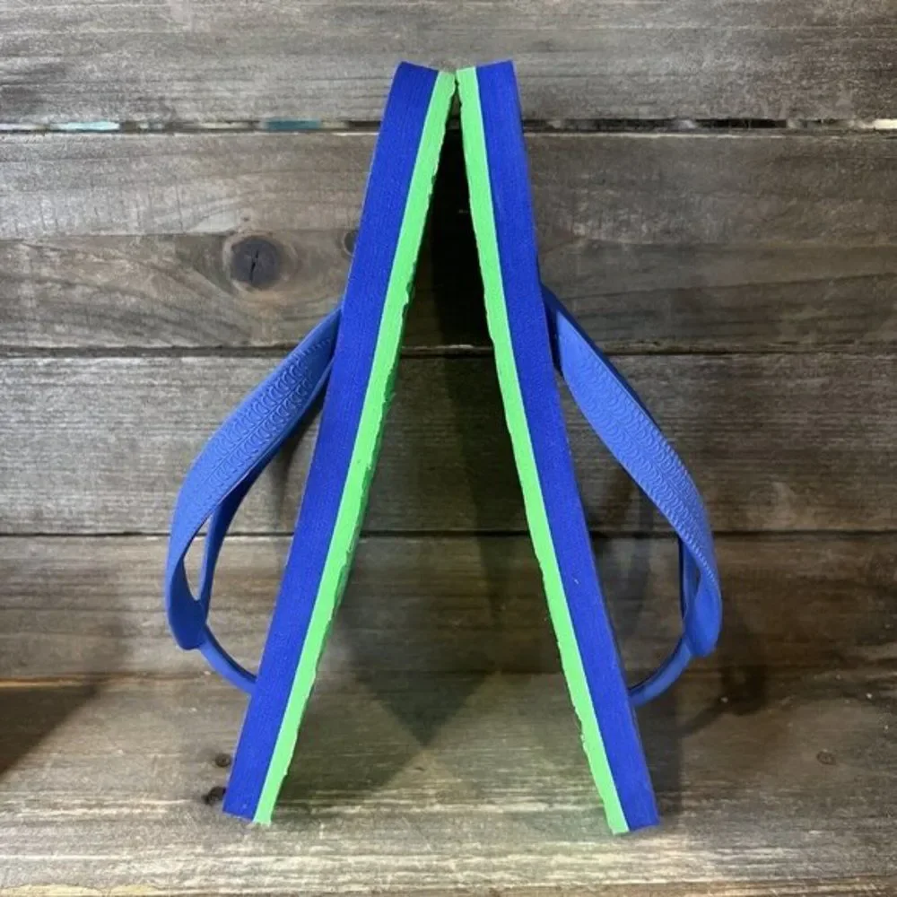 Childrens Big Kids Polo Ralph Lauren Blue Thong Sandals Flip Flops Size 4 Y‎ EUC